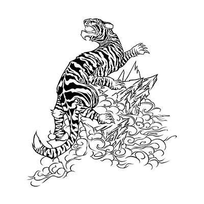 Full Back Outline Tiger Art Design Water Transfer Temporary Tattoo(fake Tattoo) Stickers NO.11610